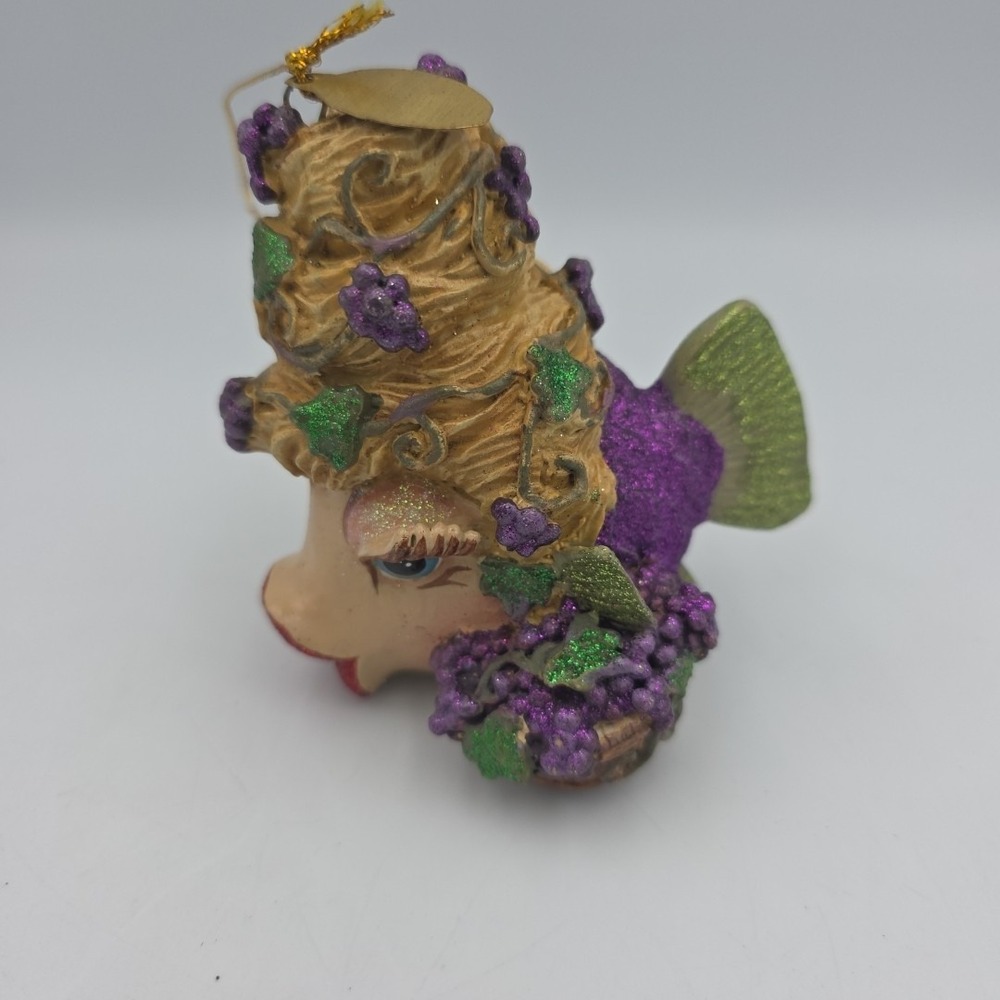 Katherine's Collection kissing Fish Christmas ornament Wine Bottles Grape Vines